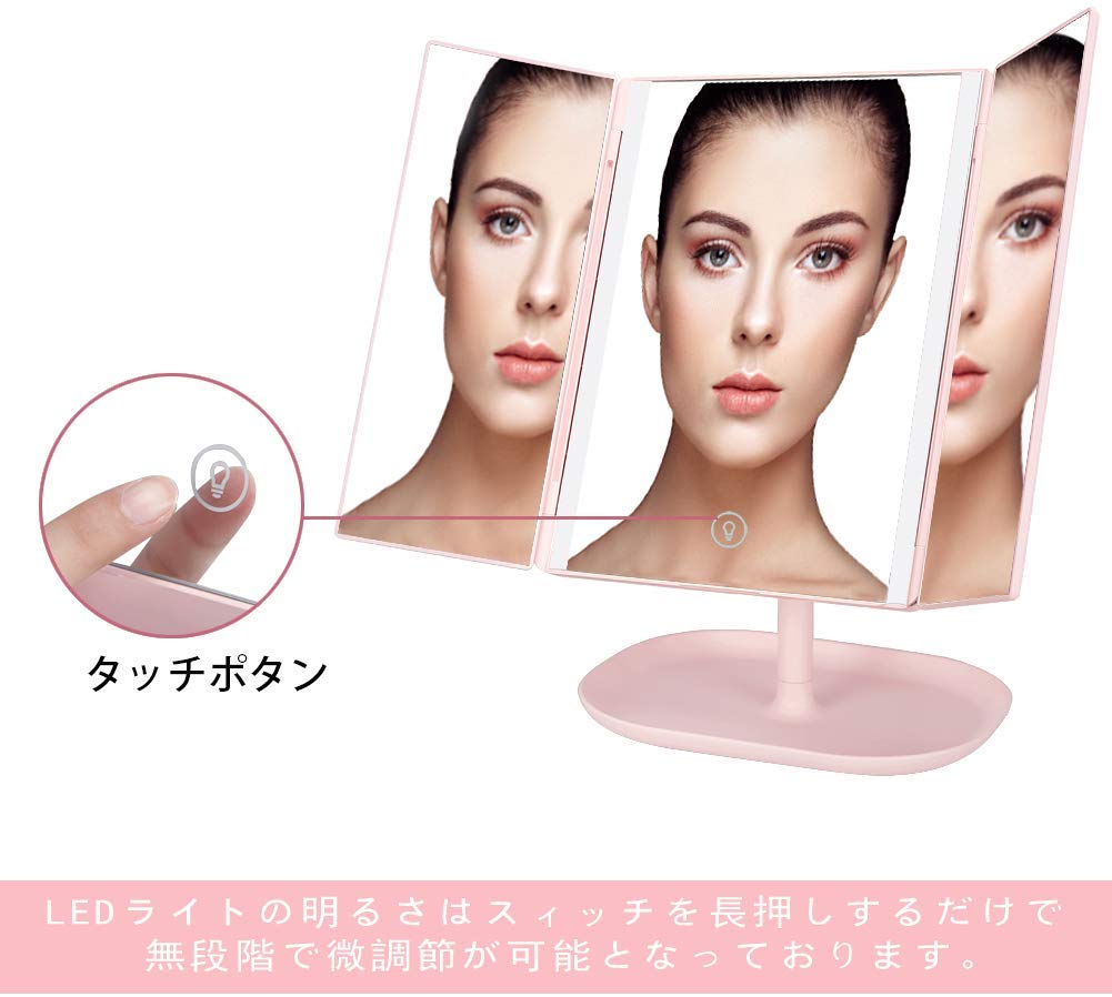 LED Light Bathroom Desktop Mirror with 10x Magnifying Glass Folding Angle Free Adjustment Rotating USB Charging Bathroom Mirror