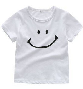 Baby sommer tøj bomuld shorts ærme tee shirts små drenge piger o-hals smilende ansigt teen t-shirts toppe tøj: -en / 3t