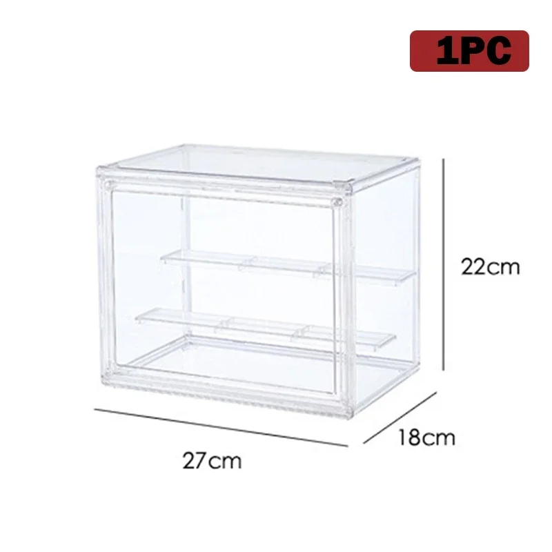 Large Capacity Storage Box Organizer for Figures Acrylic Box Clear Blind Box Showcase Makeup Organizer for Bag Display Dustproof: black