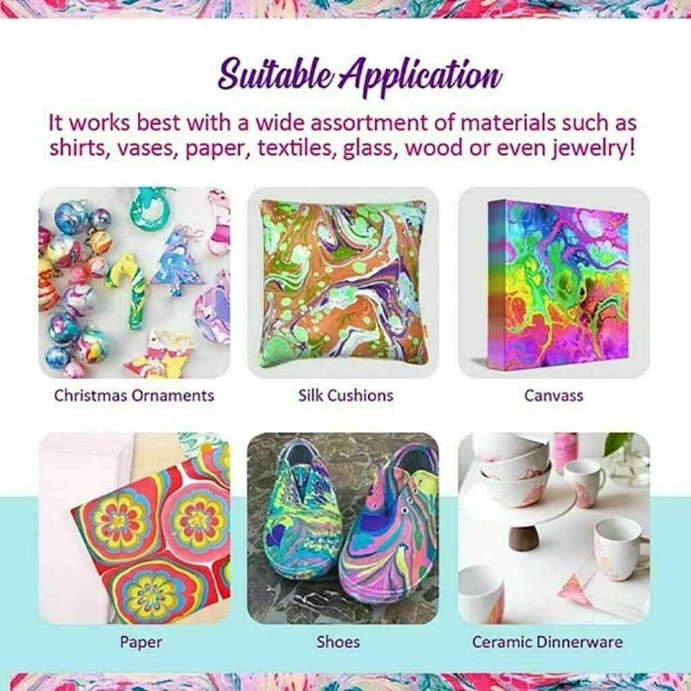 6 Colors Marbling Painting Kit DIY Painting Water Marbling Paint Art Set for Child beginners