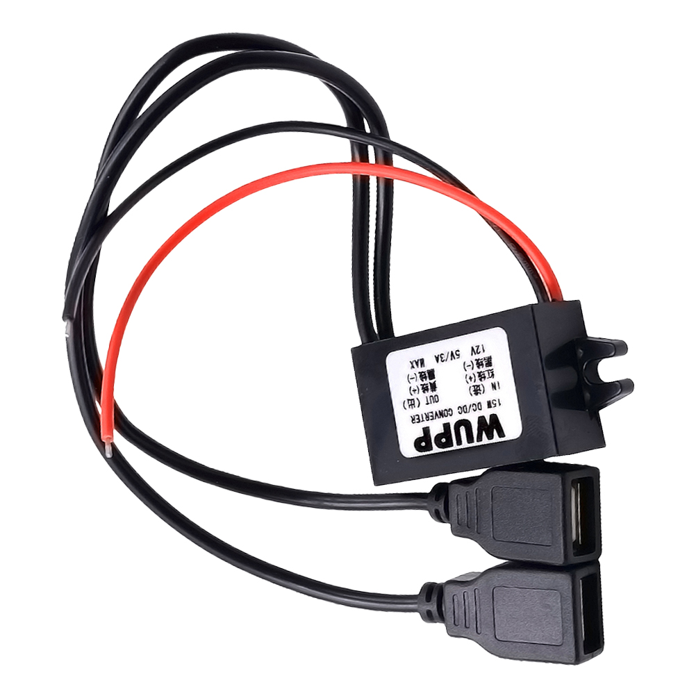 Convertisseur de puissance 12V DC vers sortie 5V 3A, câble USB DC-DC, Module d'alimentation de voiture