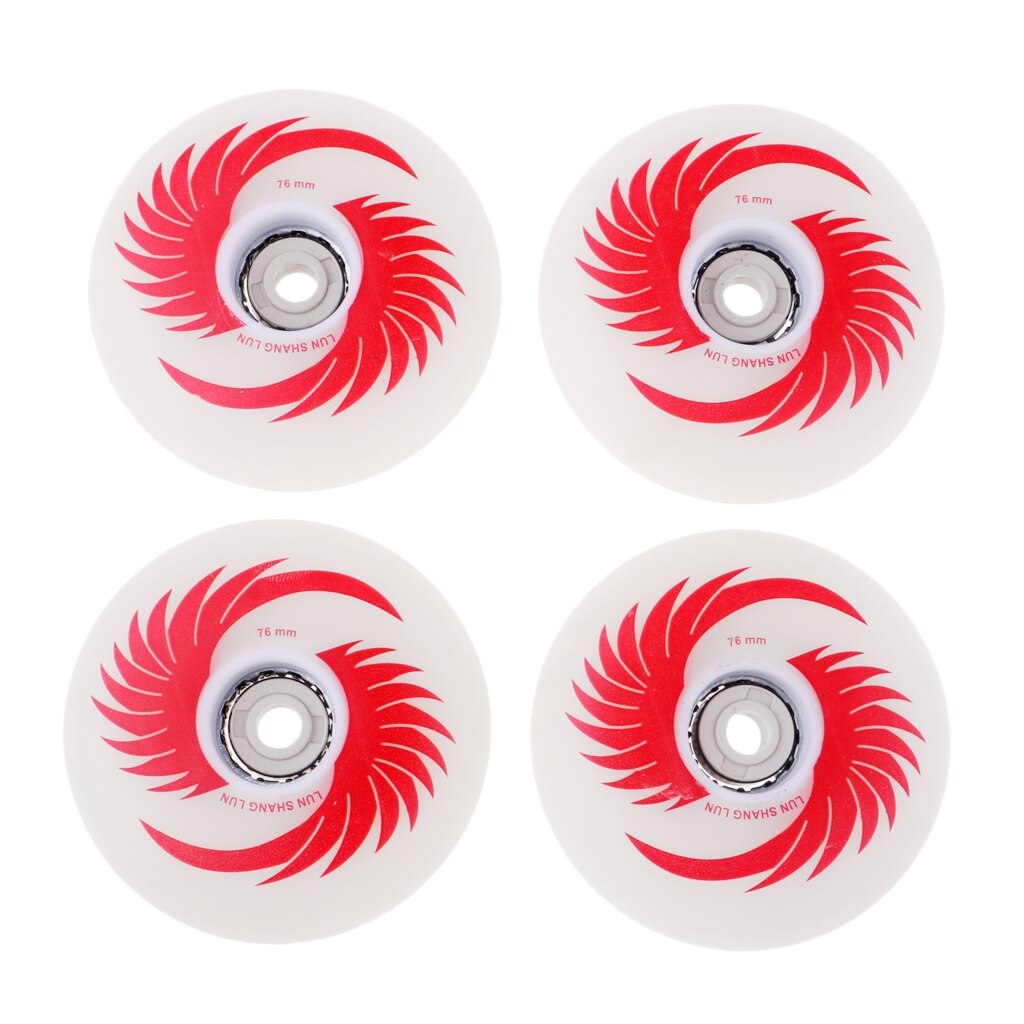 4 pièces planche à roulettes clignotant rouleau PU magnétique éclairer les roues de patins pour patins à roues alignées: 76mm Red