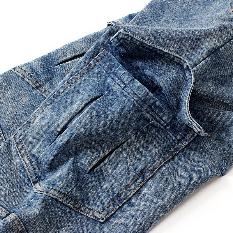 Lente Herfst Koreaanse Jongen Klassieke Jeans Voor Jongens School Cargo Pocket Breien Casual Broek Biker Denim Broek Maat 10 12