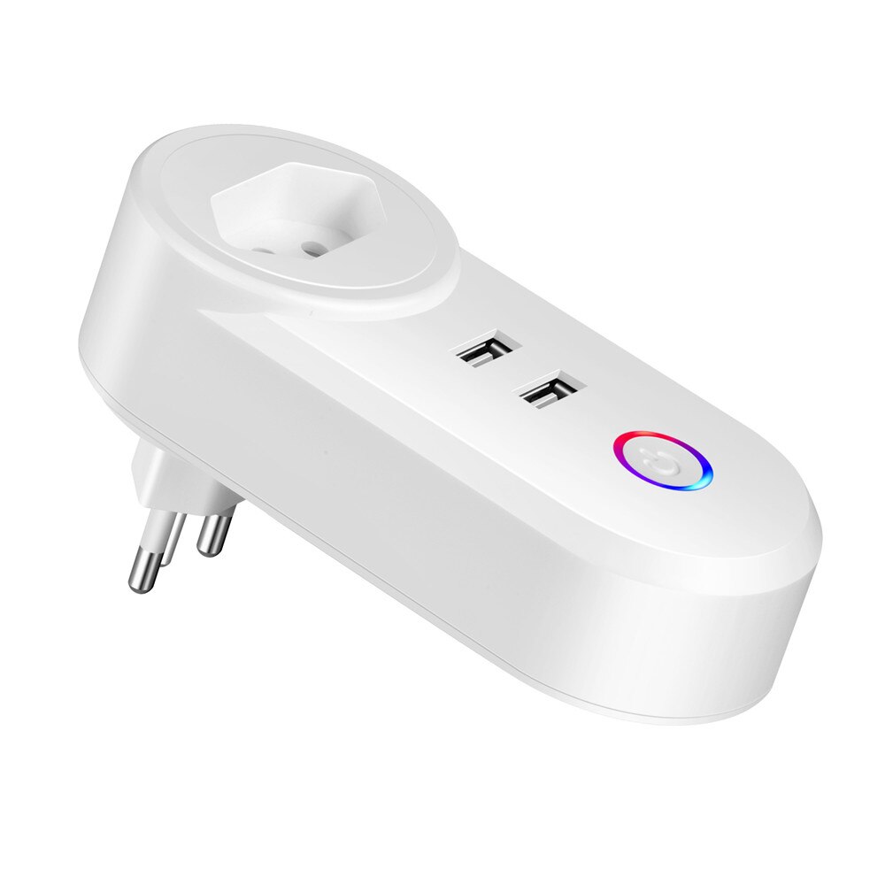 Smart Wifi Plug 16A Power Monitor Tuya APP Control Outlet 2 USB Port Smart Life Wifi Works With Alexa Google Assistant: Brazil Type