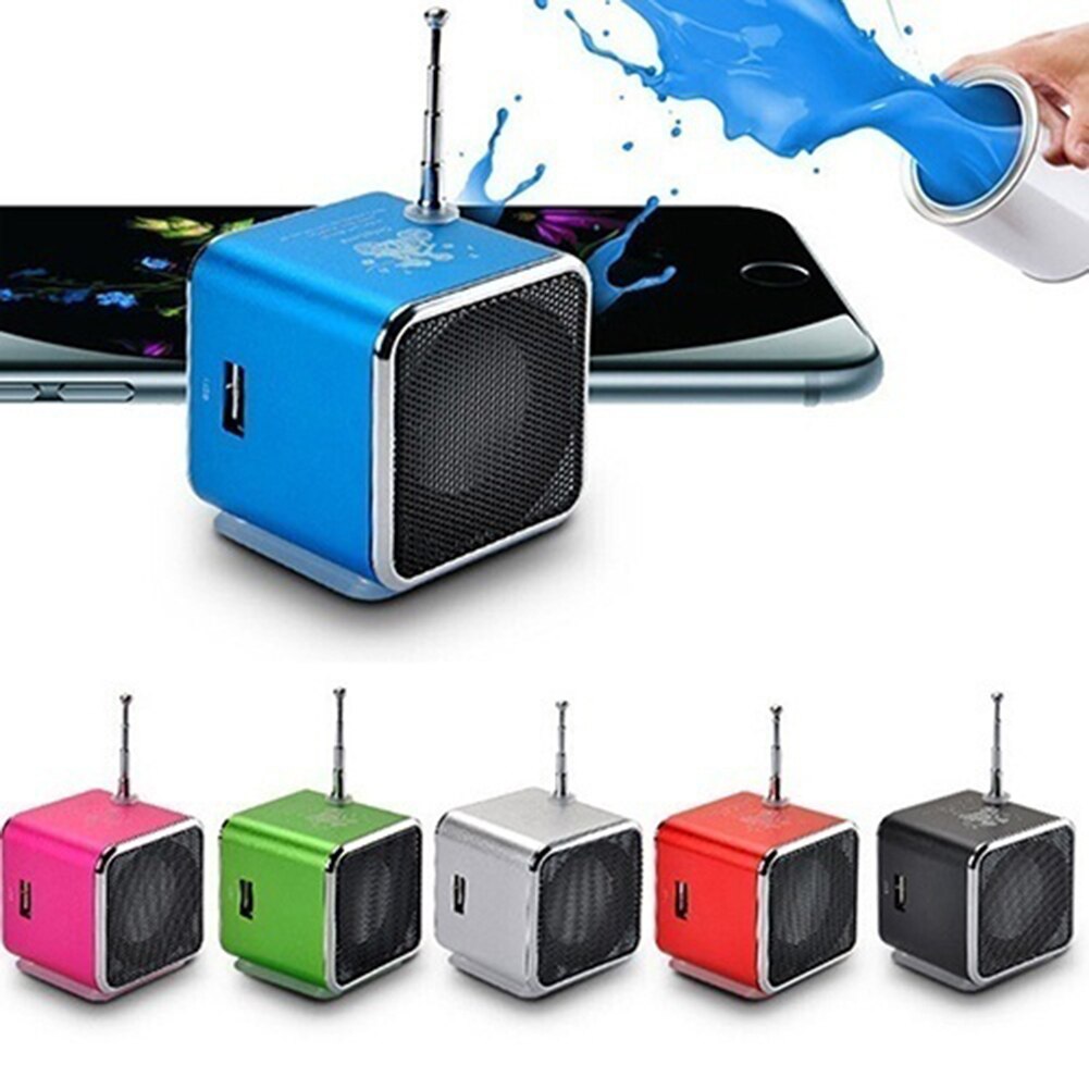 Td V26 – Mini lecteur Mp3 de musique numérique, caisson de basses, Led, son stéréo FM, batterie Portable, USB, Micro SD TF, haut-parleur, rouge, rose, vert