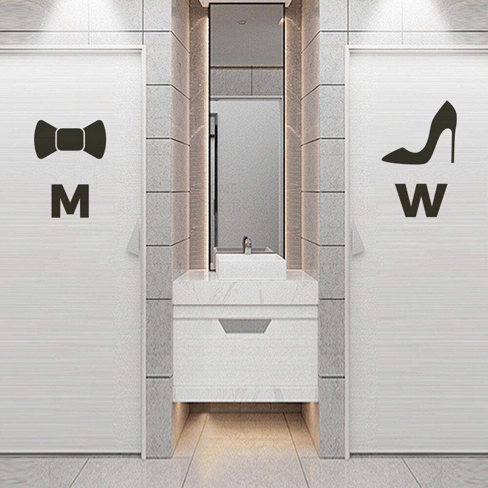 WC Toilet Entrance Sign Door Stickers For Public Place Home DecorCreative Pattern Wall Decals DIY Vinyl Mural Art Removable Glue