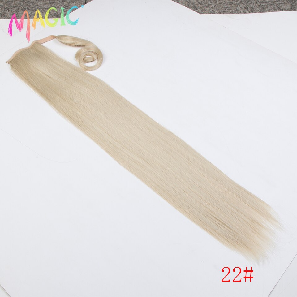 Magic Synthetische Lange Rechte Paardenstaart Haar 32 Inch Wrap Around Clip In Paardenstaart Haar Hittebestendige Staart Synthetische Extensions: 22