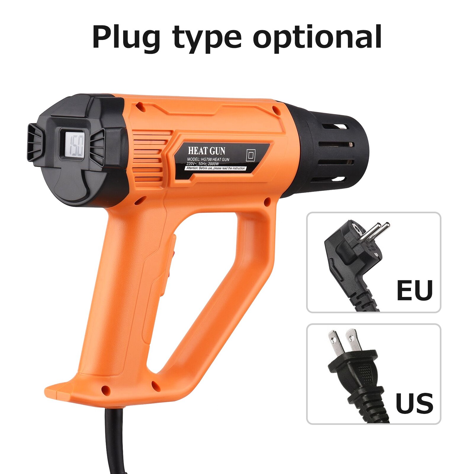 Air Blower 2000W High Power Heavy Duty Fast Electronic Digital Display Heat Gun Adjustable Temperature Rapid Heating