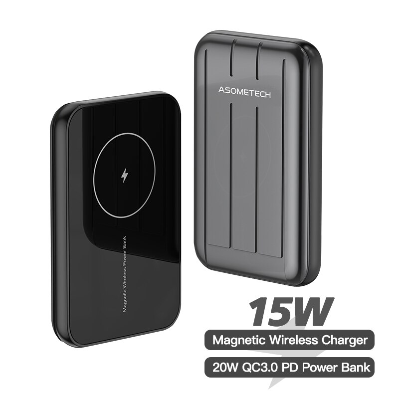 15W kabellos magnetisch Energie Bank für iPhone 12 Profi Max Mini QC 3,0 20W PD USB C Typ C Schnelle Ladung Extrenal Batterie Ladegerät: 15W grau
