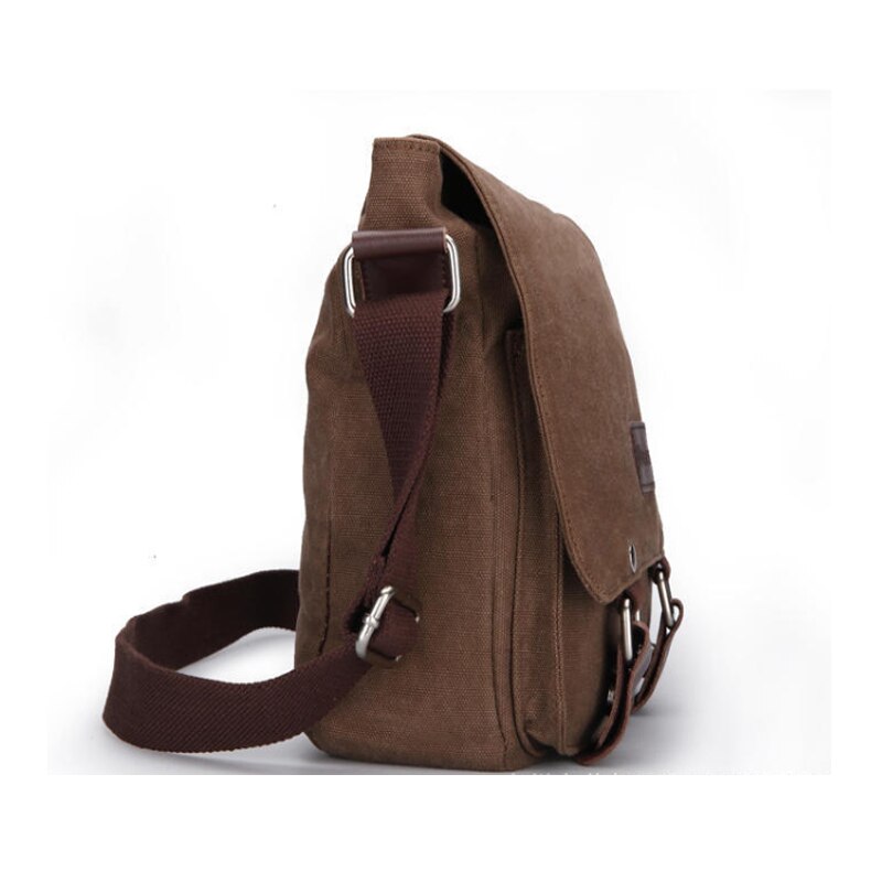 Herentas retro donkergrijs bruine messenger schoudertas klassiek casual 100%  katoenen canvas crossbody tas laptop ipad aktetas