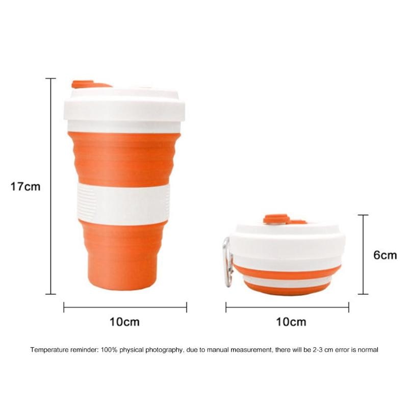 Faltbare Silikon Tasse Multi-funktion Faltbare Tragbare Silikon Wasser Becher 550mL Picknick Ich bin Freien Wandern Versenkbare Tasse: Orange