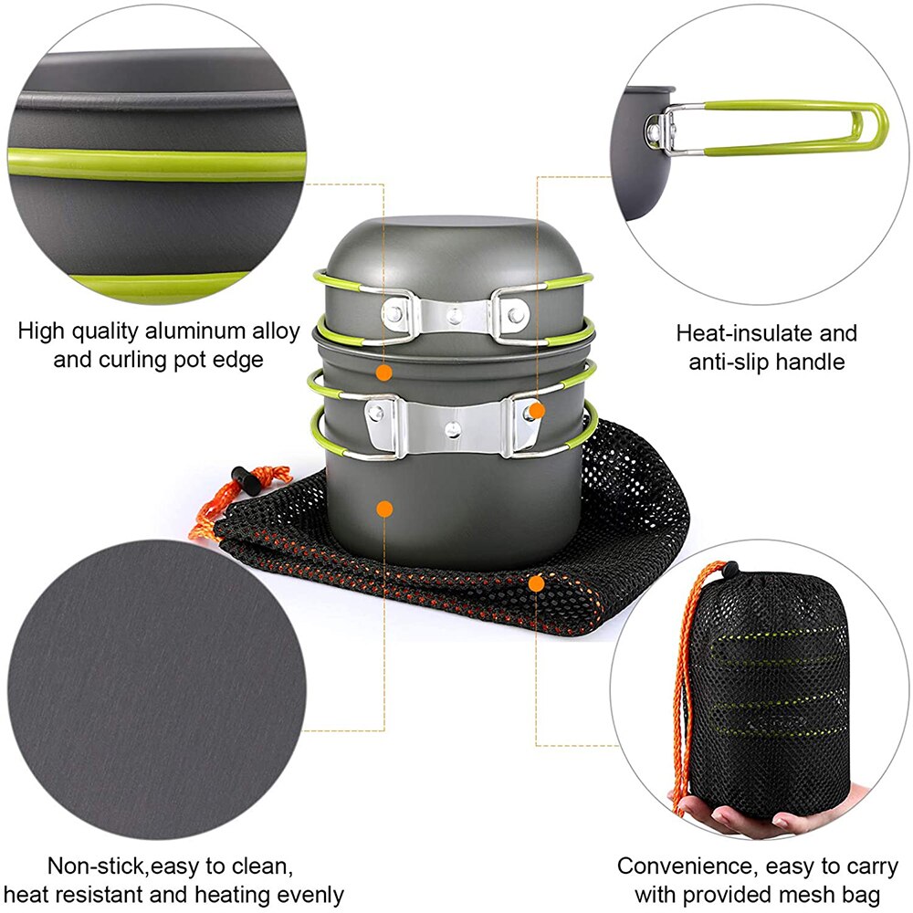 Ultralight Camping Cookware Kitchen Utensils Hiking Picnic Backpacking Camping Equipment Bowler Pot 1-2persons