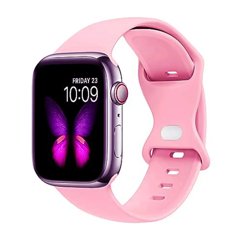 Sportarmband för apple watch-band 44mm 45mm 41mm ultra 2 49mm 40 38/42mm 46mm silikonarmband iwatch-serien 10 7 9 8 6 5 4 3 se: Vitt ljus pur / 14mm