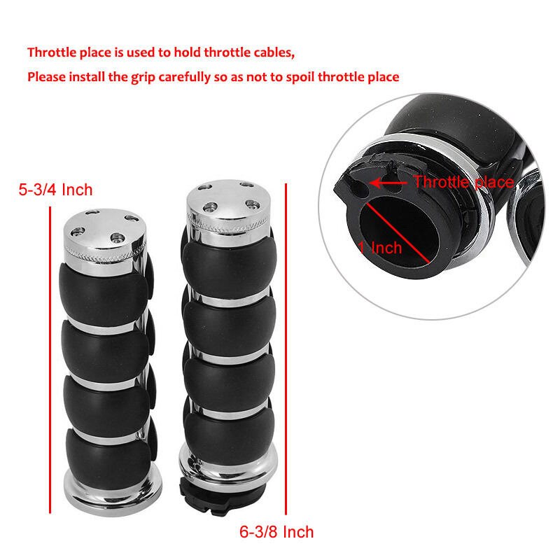 Chrome 1" Handlebar Hand Grips For Harley Davidson Electra Glide Ultra Classic FLHTCU Street Bob Wide Glide FXDWG/Low Rider