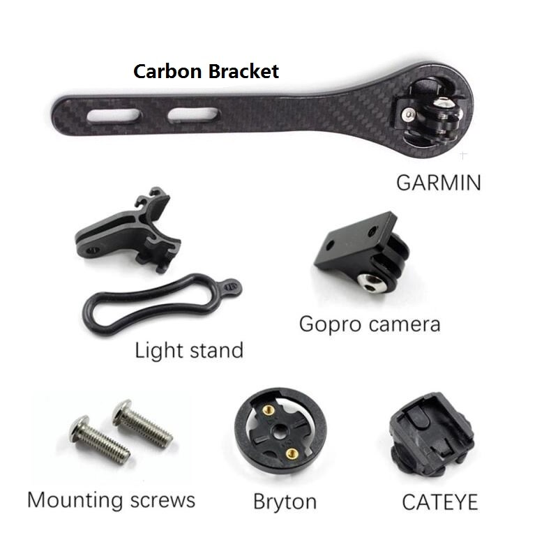 Kolfiber cykel landsvägscykel cykeldator stoppur hastighetsmätare hållare för garmin cateye bryton gopro ljushållare: 3k blank