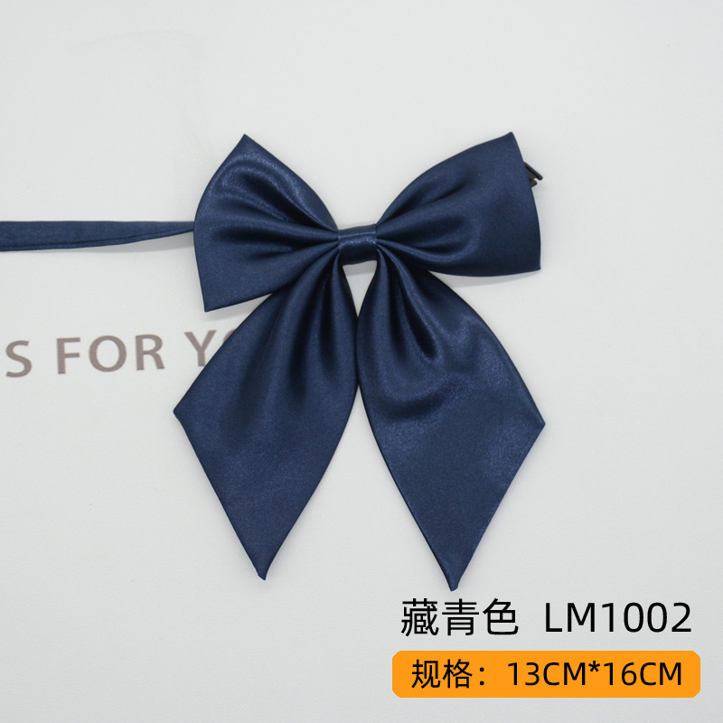 Women Bowties Solid Color Large Bowknot Simulated Silk Butterfly Necktie Shirt Accessories Event Performance Bank Hotel Bow Ties: Navy Blue