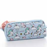 Portefeuille pour enfants, trousse à crayons licorne, rangement, dessin animé, toile, grande capacité, jolie, grande fermeture éclair, pour étudiants: Bleu