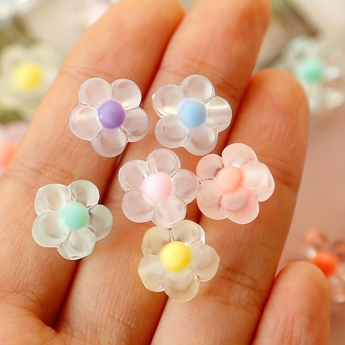 100 Uds. Cuentas acrílicas de girasol de 12mm, cuentas espaciadoras de colores mezclados transparentes mate, pulseras hechas a mano, pendientes, joya de verano
