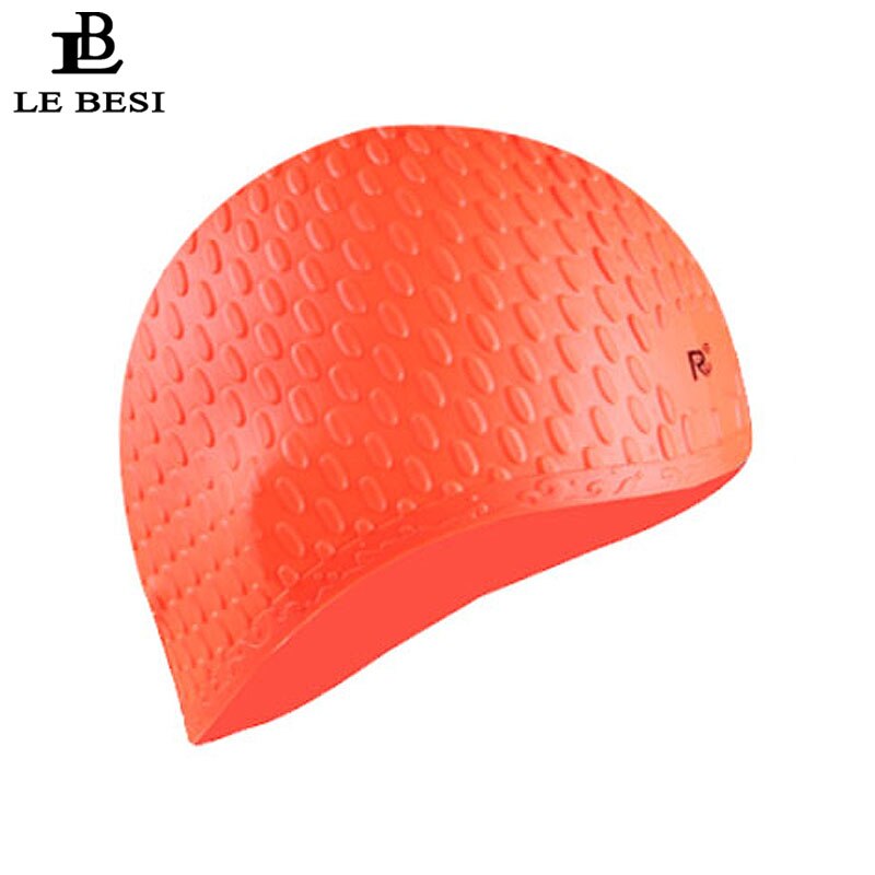 Lebesi kvinner badehette boble partikler langt hår svømmebasseng lue elastisk badehette vanntett deksel øre badehette