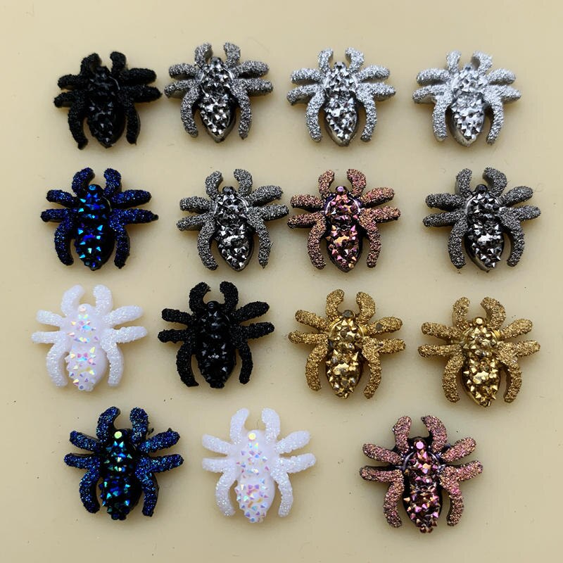 60pcs 13mm Vintage Mini Spider plat hars cabochons Rhinestone Crystal Strass Voor Kleding Sieraden Maken DIY Ambachten: B70A