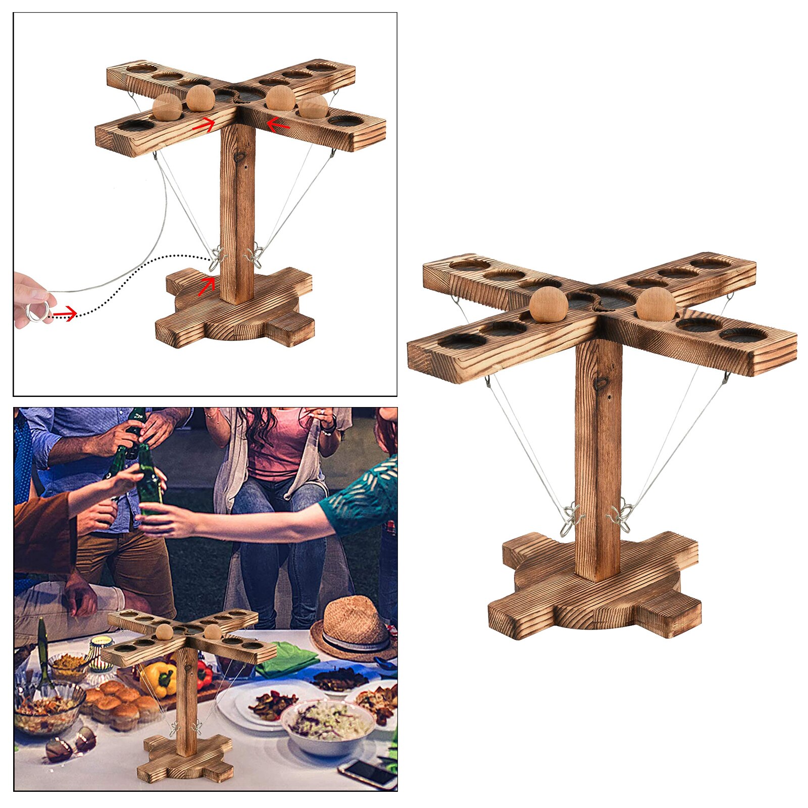 Holz Haken & Ring Werfen Riegel Spiel Interaktive Trinken Spiel Spielzeug für Erwachsene Party-Spiel Spielset