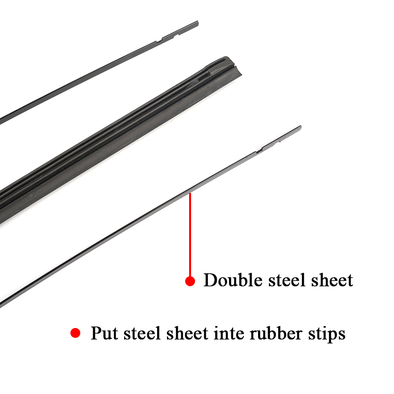 Bozxrx 2pc ingen skärande bil metall torkarblad refill 8mm 16 " 22 " 24 " 26 " vindrute vindrutetorkare refills utbytesgummi