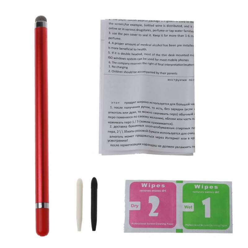 2 in 1 Touch Screen Pen Stylus Capacitance Pen Disinfection Alcohol Pen Fiber W0YE: Red