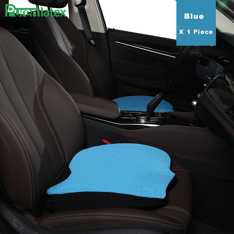 Purenlatex memory foam hovedpude sæde rygpude beskytter nakke cervikal halebenet pude til iskias og rygsmerter: Blå pude