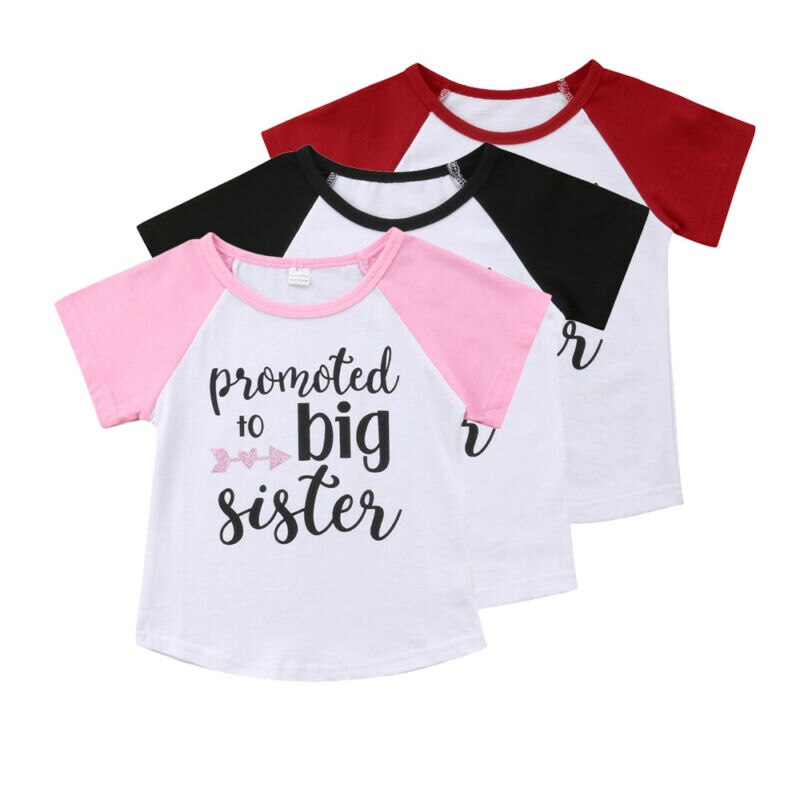 Enfants filles T-shirt-promu à grande soeur-été coton à manches courtes hauts T-shirt enfants vêtements de sport
