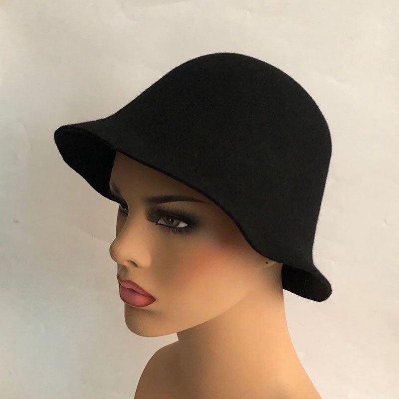 Winter Fedoras Solid Wool Warm Fedoras for Women Girl Spring Jazz Caps Wide Brim Simple Church Derby Flat Top Hats