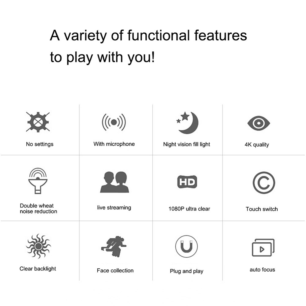 Webcam 1080p, câmera hdweb 8mp 4k com microfone embutido hd, 3264x2448p, usb, conecte te te e jogue web com luz de preenchimento, vídeo widescreen