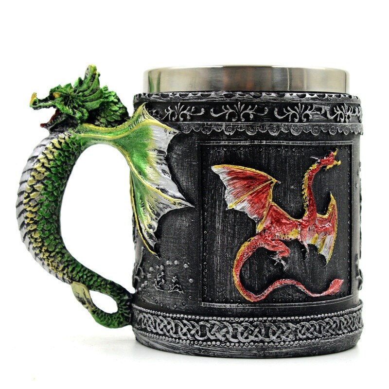 Retro harpiks rustfrit stål ølkrus kranium ridder halloween kaffekop viking te krus pub bar dekoration: D