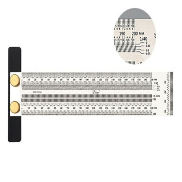 Ultra Precision Marking Ruler T Shape Measuring Tape Rulers Wood Working Tool: 200mm Without Pen