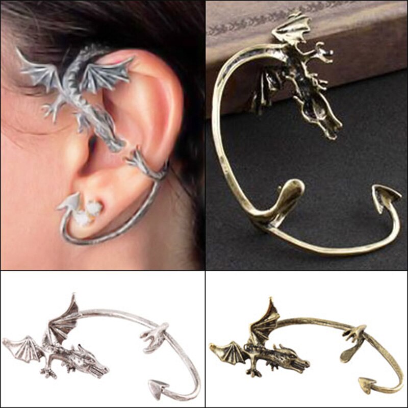 Cool Earrings For Women Cute Style Rock Punk Temtation Flying Dragon Ear Cuff Clip Earring #22642