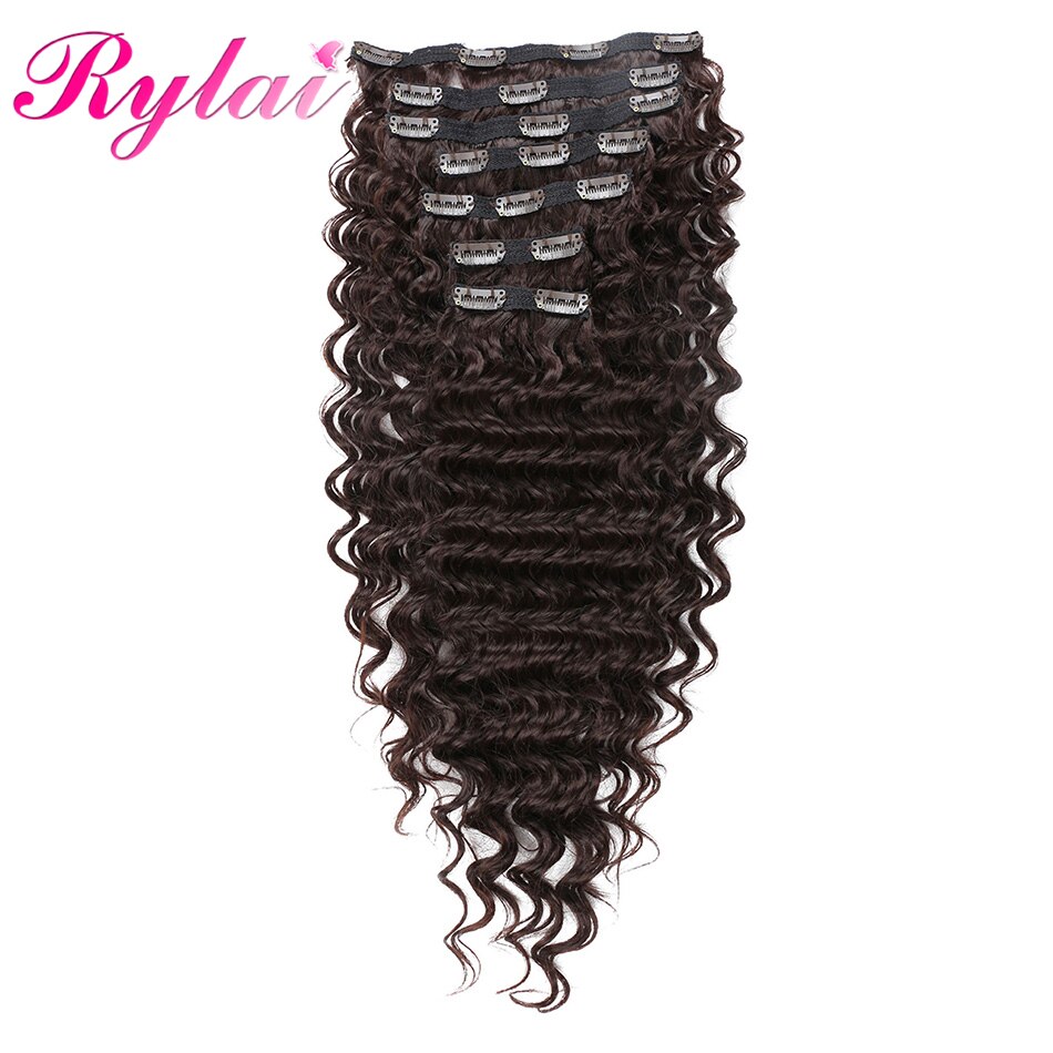 Synthetic Long Wave Clip On Deep Wave Hair Extensions 24 Inches 7Pcs/Lot Long And Full Head For Women High Tempareture Fibre: #4