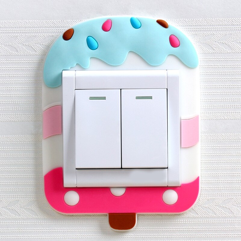 Wall Stickers Cute Cartoon Power Socket Stickers Decoration Switch Wall Stickers Waterproof Switch Protection Cover: ice cream