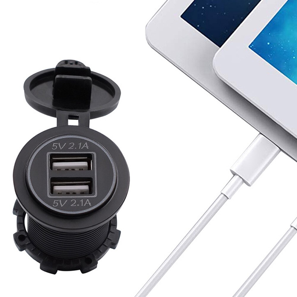 Universele Sigarettenaansteker 5V 2.1A/2.1A Autolader Usb Voertuig Waterdichte Dual Usb Charger 2 Poorten Voedingscontact