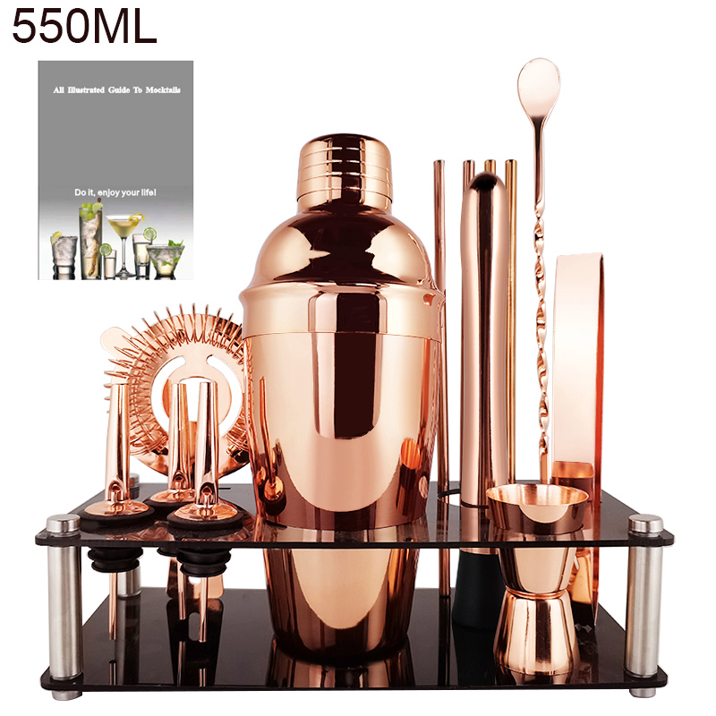 3-12 sztuk Boston Shakers Rose Shaker do koktajli ze stali nierdzewnej mikser wina 550ml 800/600ML zestaw barmański akcesoria barowe Dropshipping: RG 550ml Rack