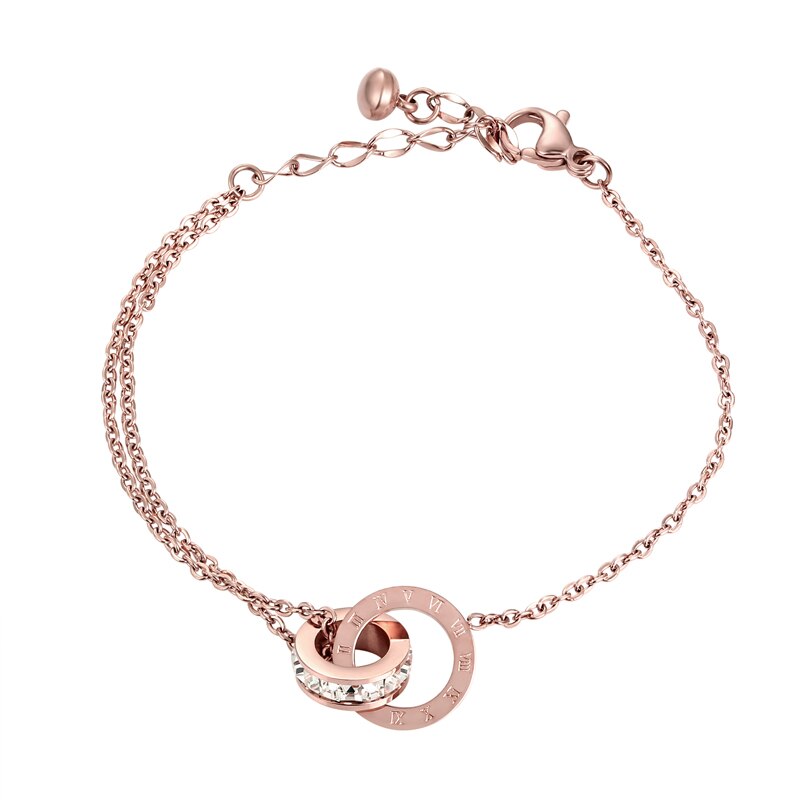 top beau brillant cercle cristal chiffre romain cercle femmes bracelet en acier inoxydable femme bijoux mulheres: Default Title