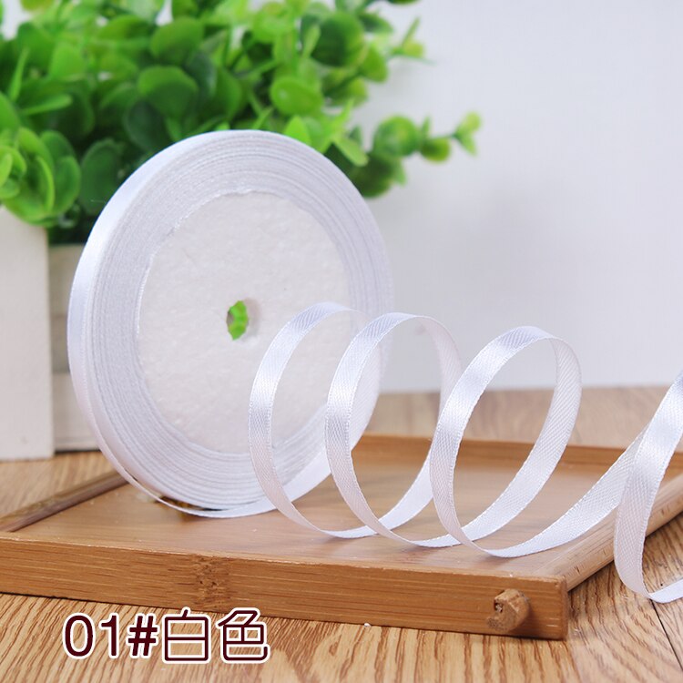 6-10-15-20-25-38-50mm White Satin Ribbons Christmas Halloween Party Wrapping Wedding Baby Shower Birthday Decoration Ruban: 6mm