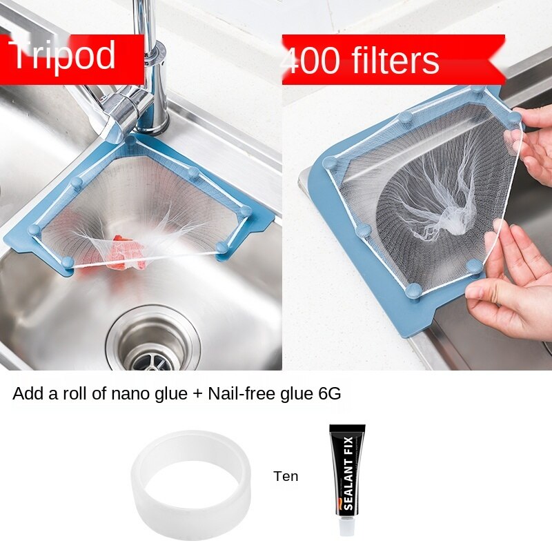 Kitchen Sink Garbage Filter Net Dish Washing Sink Leftovers Disposable Hanging Basket Mesh Inverted Triangle Drain Rack