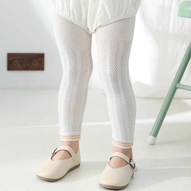 Pantaloni da zanzara a rete da bambina estate cotone baby grano orecchio zanzara Luokou barre parallele pantaloni a nove punte pantaloni traspiranti estivi: White / 24-26
