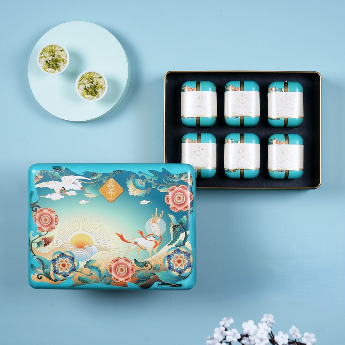 Universal Small Tea Tin Box, Green Tea Universal Black Tea Mid-autumn Moon Cake Box Box Tea Container Tin Cans: Red