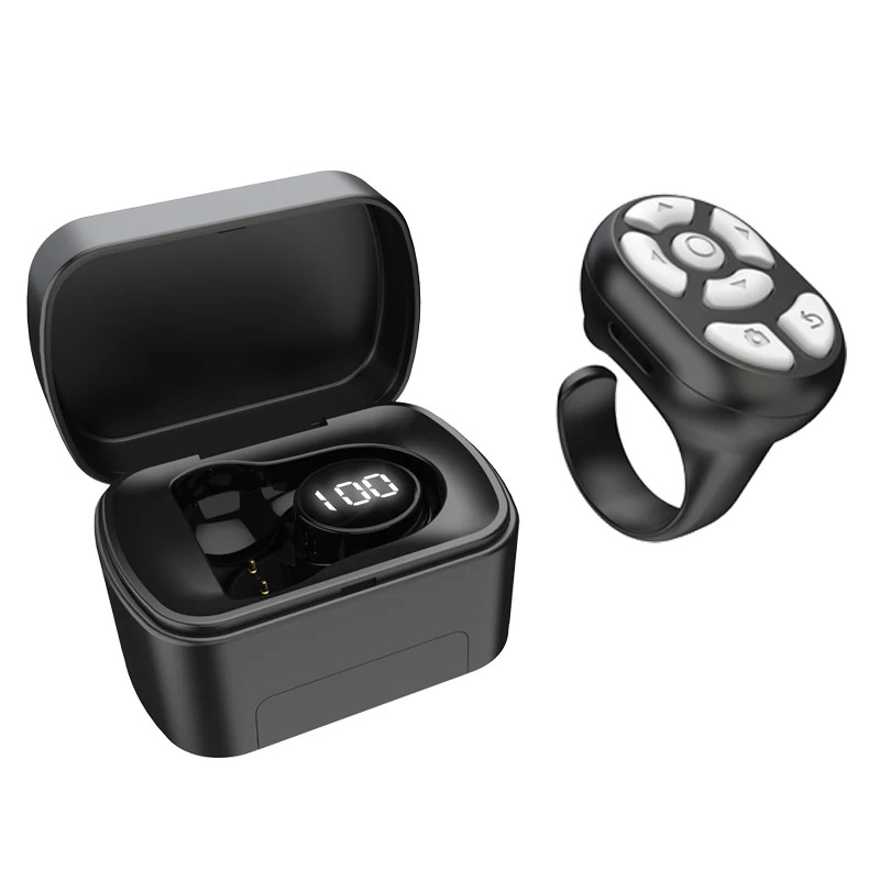 Wireless Bluetooth Ring Remote Control Fingertip Selfie Video Controller For Tik Tok Page Turner Browsing For for iOS Android: Default Title