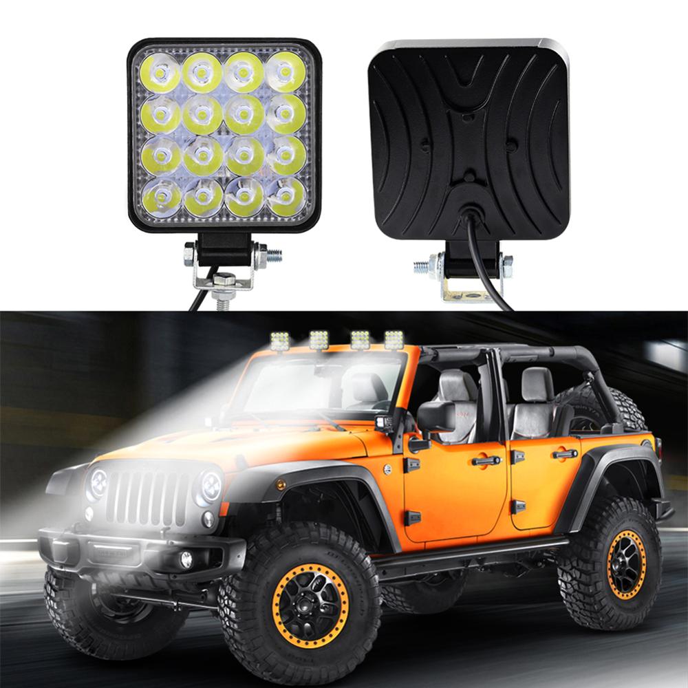 10 stk 16 led 48w arbeidslys 12v 24v bil led arbeidslys flomstråle bar bil passer for atv / prosjektkjøretøy / for jeep tilbehør