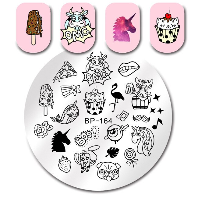 Né joli été fruits ongles estampage modèle fleur jus boissons ligne laisser modèle bricolage Nail Art Image plaques: BP-164