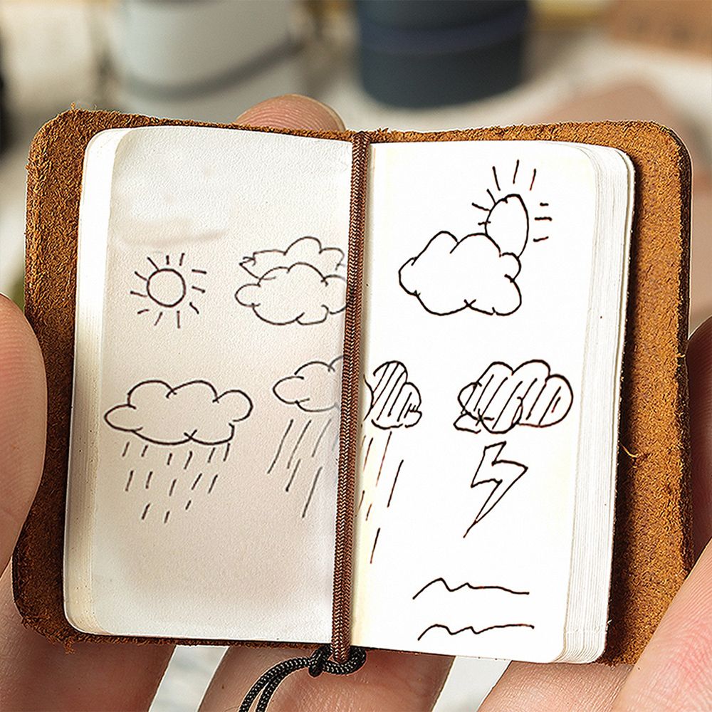 Portable Handmade Cover Insert Brochure Pocket Diary Book School Journal Booklet Notebook Leather Travel Book Mini Notebook