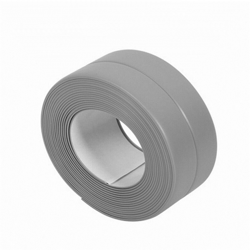 Bath Wall Sealing Strip Self-Adhesive Kitchen Caulk Tape Bath Sink Basin Edge: Gray / S