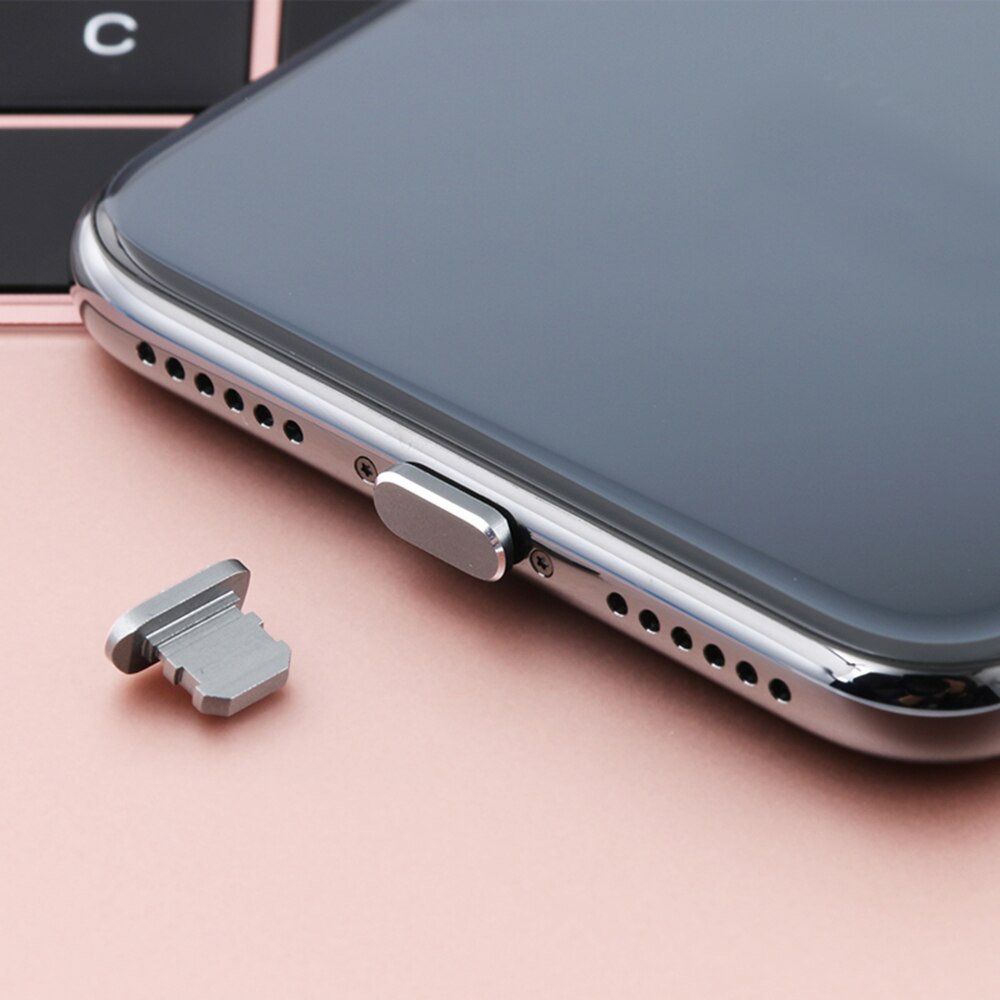 1Pcs Stof Plug Metal Anti Dust Dock Charger Plug Stopper Cap Cover Voor Iphone X Xr Max 8 7 6S Plus Mobiele Telefoon Accessoires: 01 gray