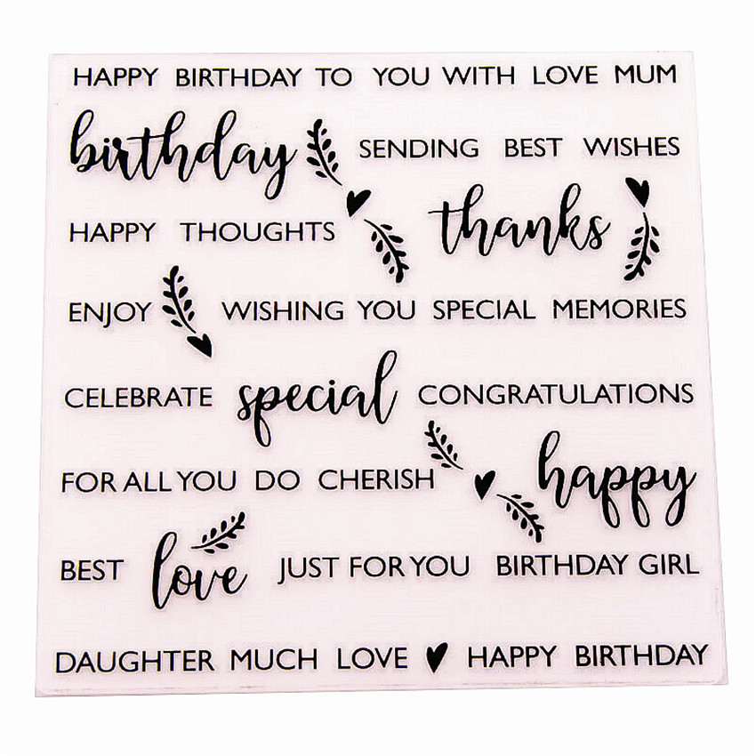 15x15 Happy birthday Embossing folders Plastic bump Scrapbooking DIY Template Fondant indentation Cake Photo Album Card Make